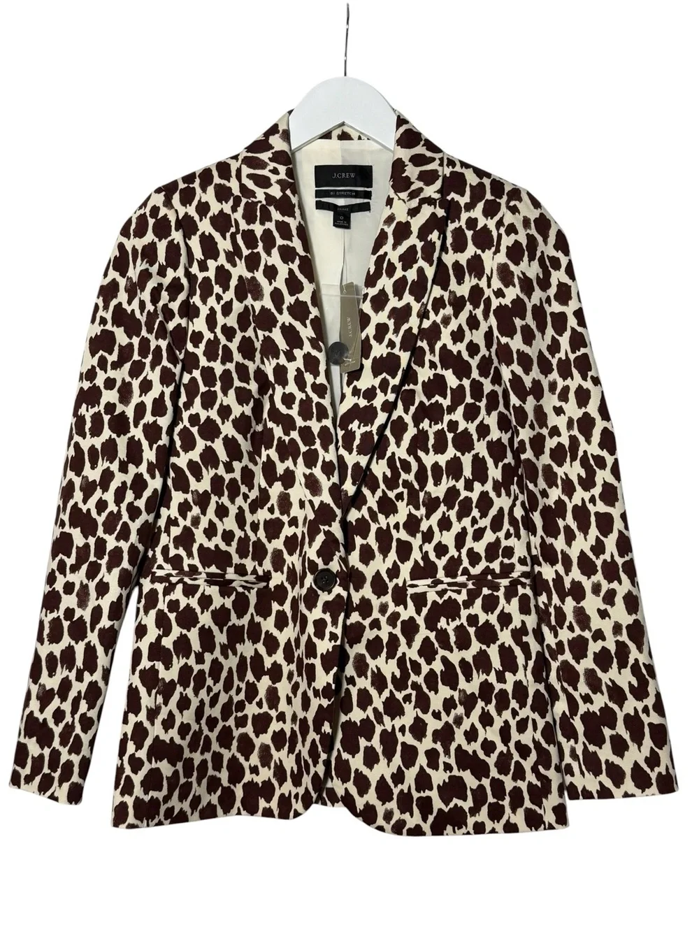 J. Crew Bi Stretch Parke Blazer Giraffe Animal Print NWT Size 0